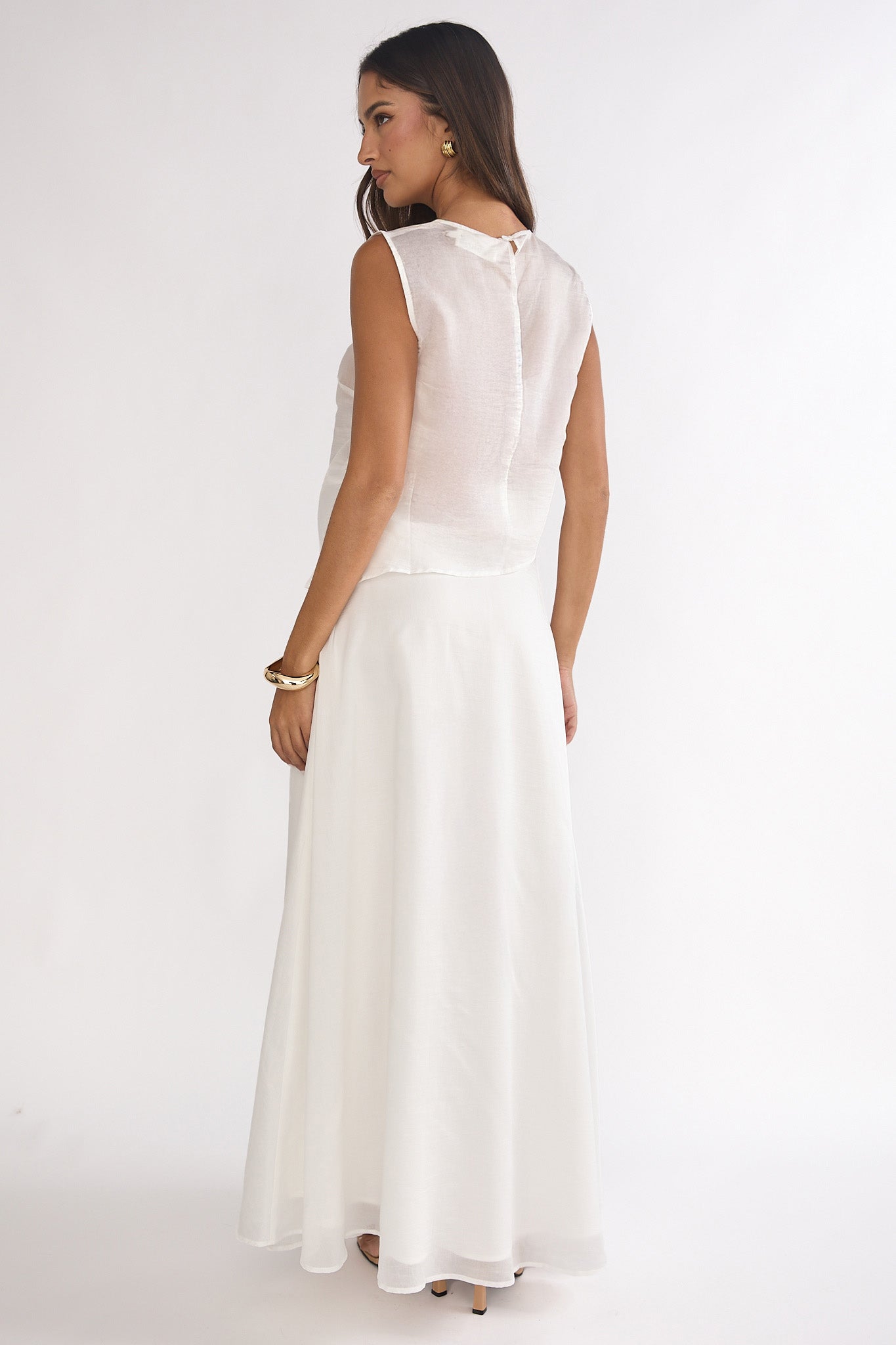 Lemora Maxi Skirt White-Maymioy
