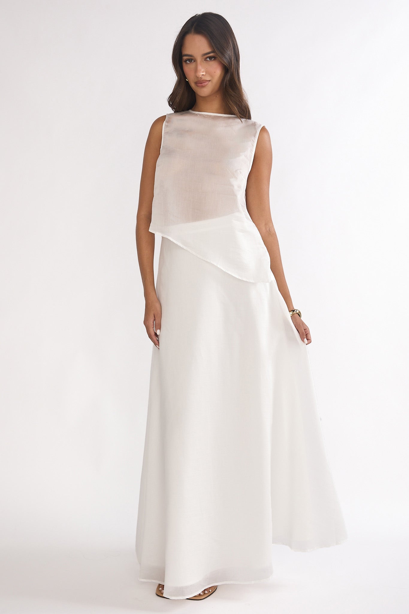Lemora Maxi Skirt White-Maymioy