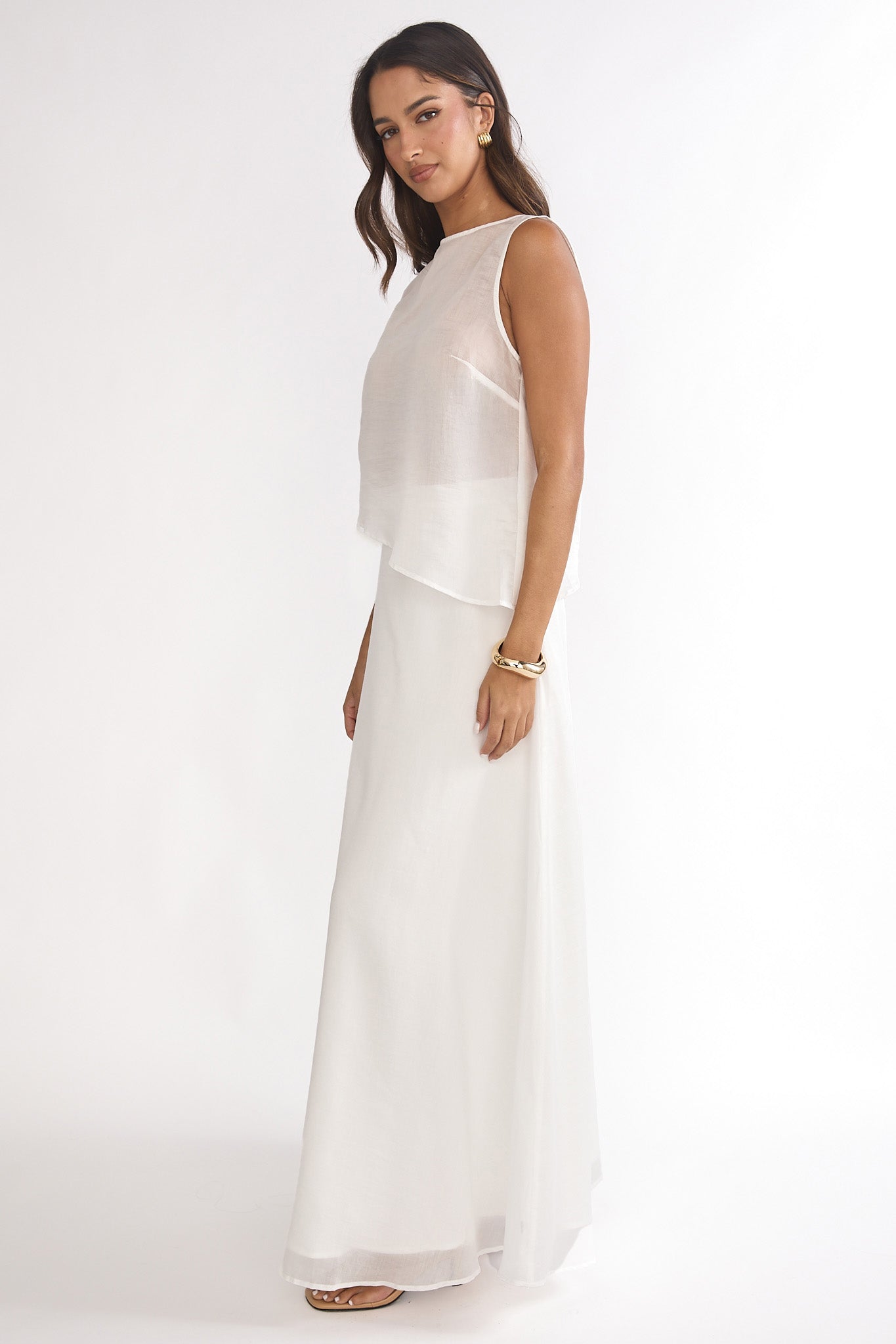Lemora Maxi Skirt White-Maymioy
