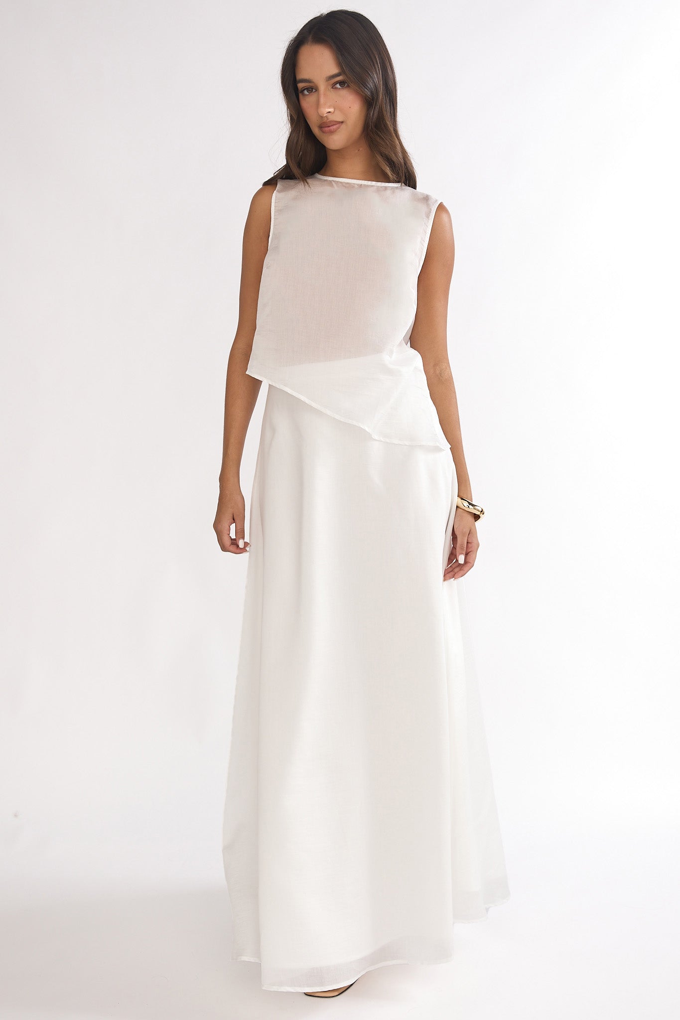 Lemora Asymmetric Hem Top White-Maymioy