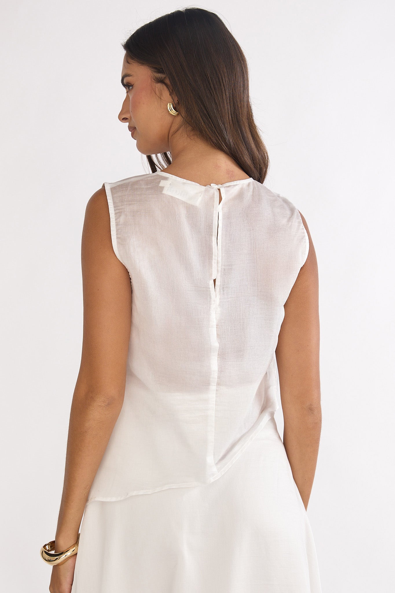 Lemora Asymmetric Hem Top White-Maymioy