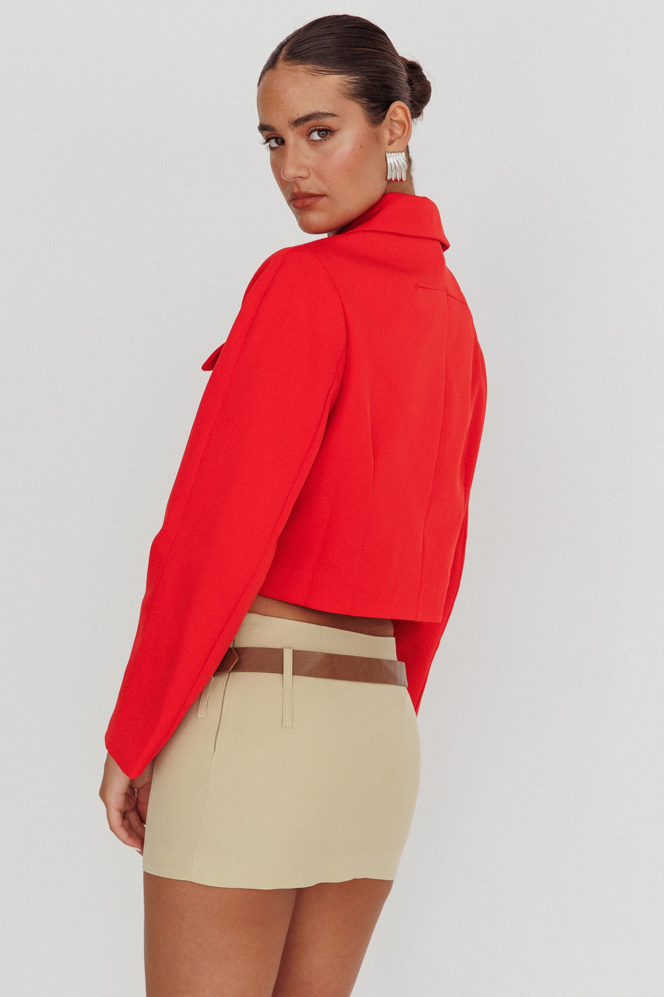 Cinder Crop Jacket Red-Maymioy