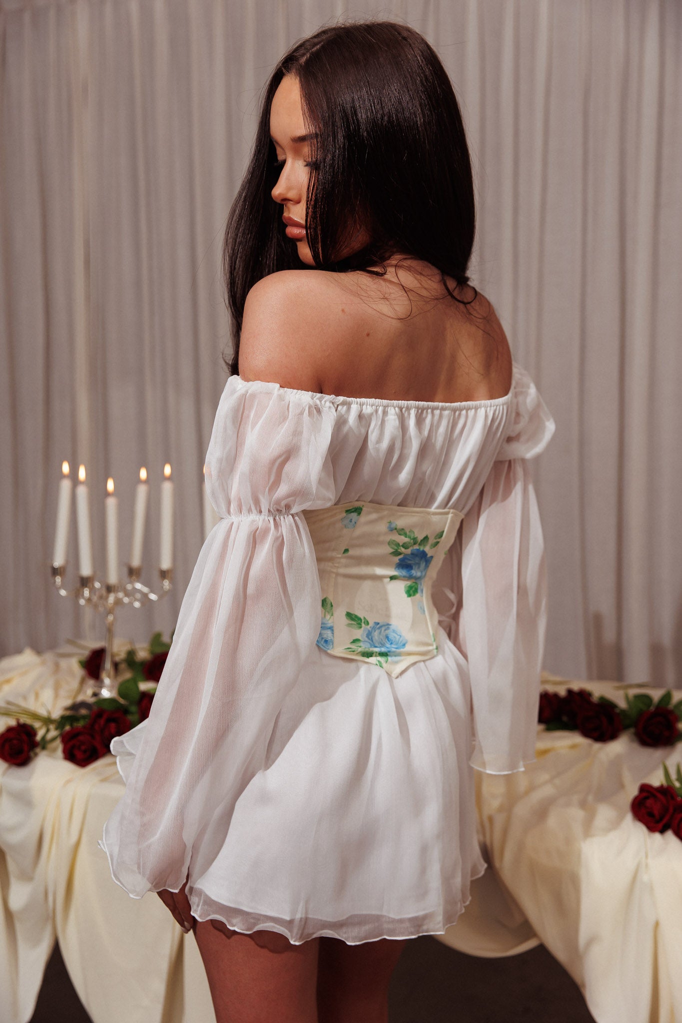 Renaissance Corset Mini Dress White-Maymioy
