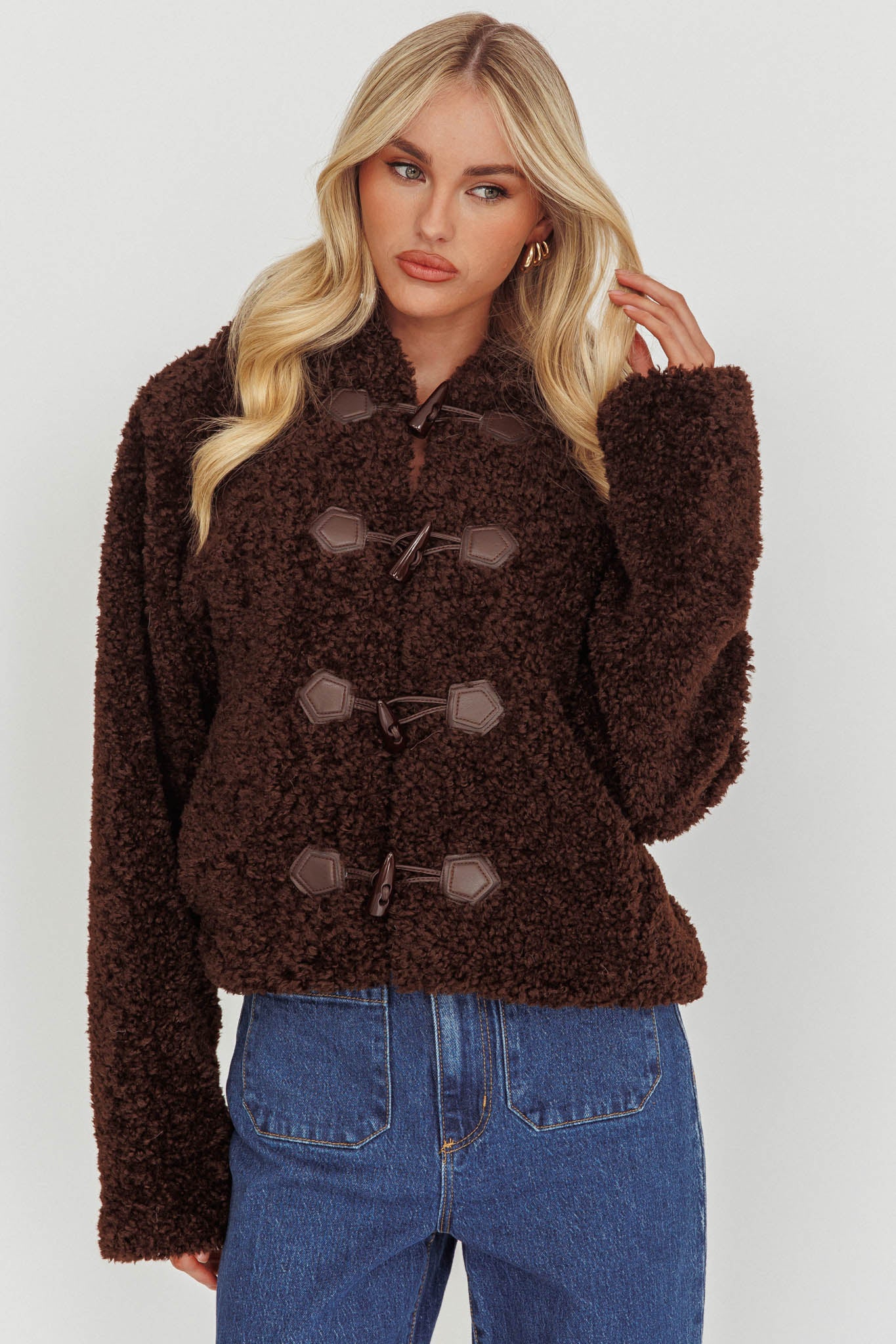 Elaris Hooded Toggle Jacket Brown-Maymioy