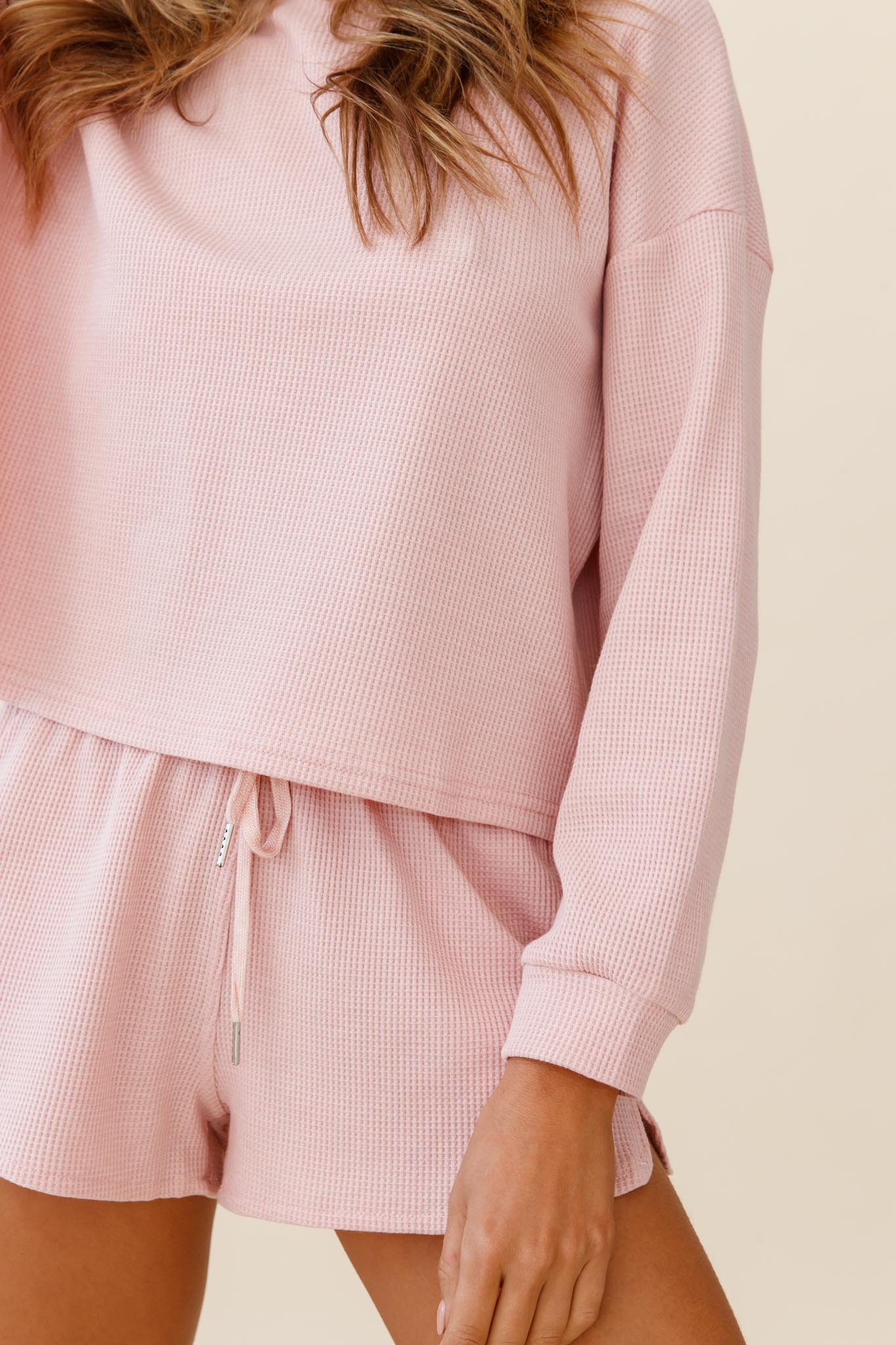 Feels Like Sunshine Drawstring Lounge Shorts Blush-Maymioy