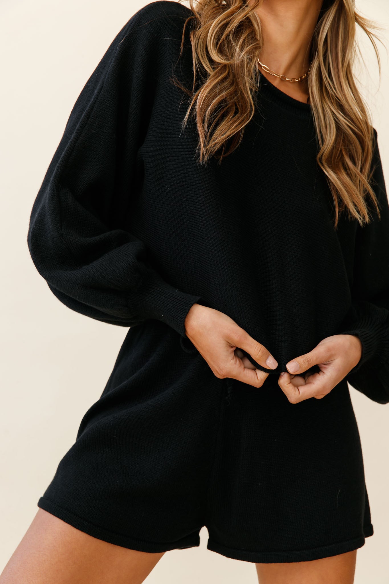 Easy Breezy Long Sleeve Midi Sweater Black-Maymioy