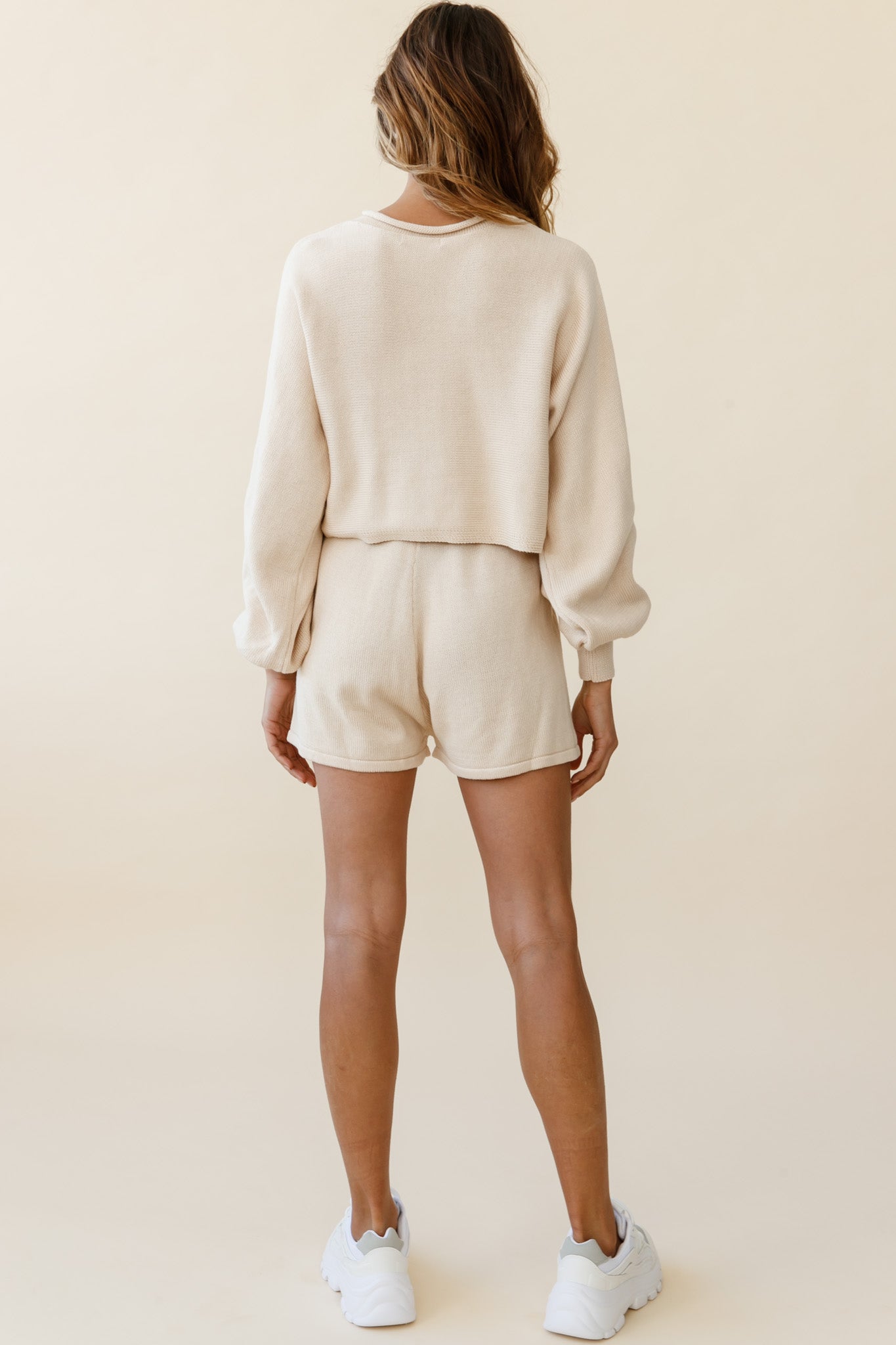 Easy Breezy Long Sleeve Midi Sweater Beige-Maymioy