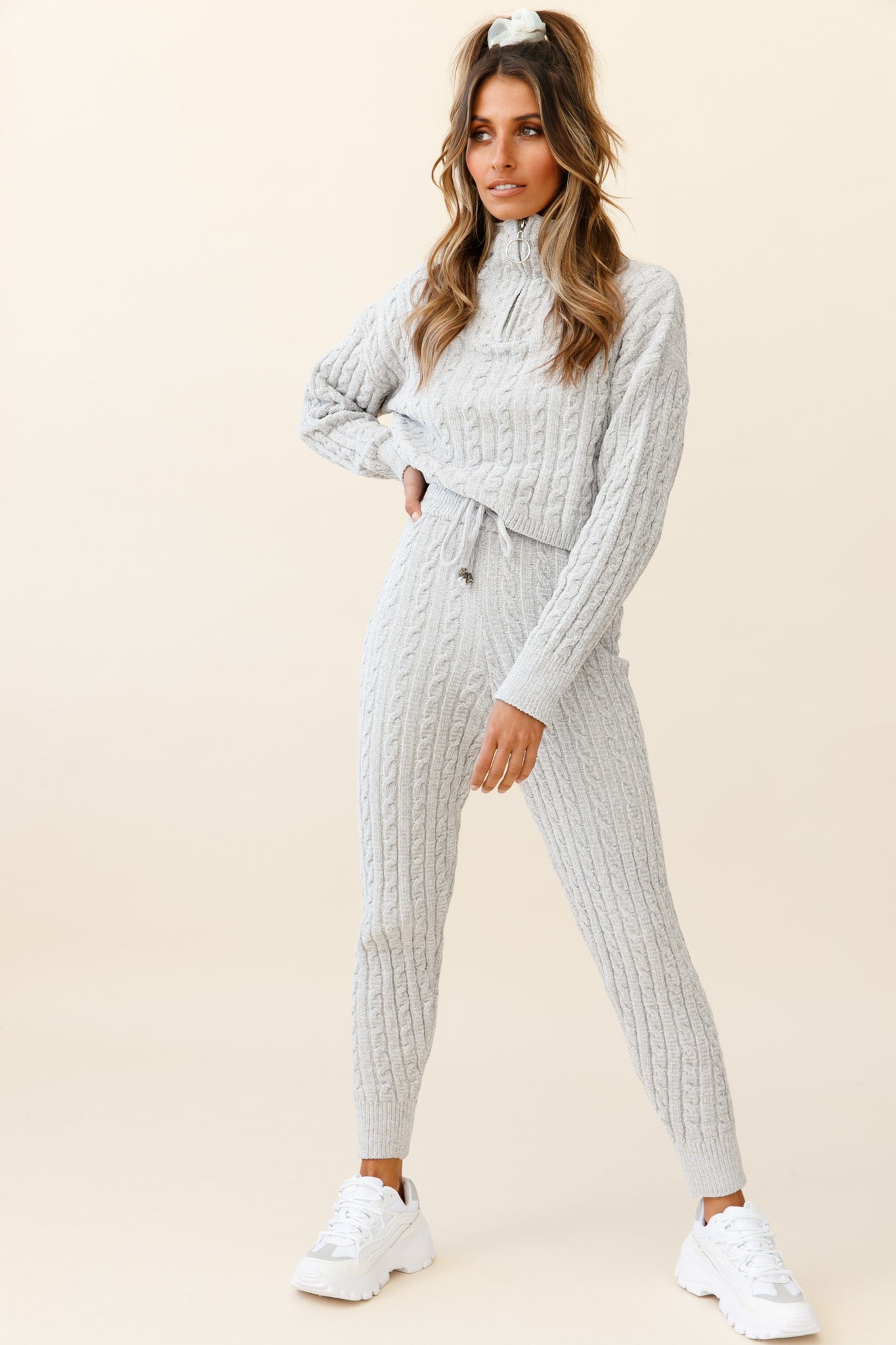 Breckenridge Long Cable Knit Pants Grey-Maymioy