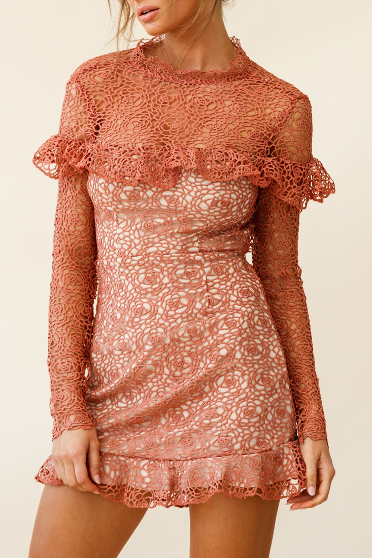 Banks Open Back Lace Overlay Dress Rose-Maymioy