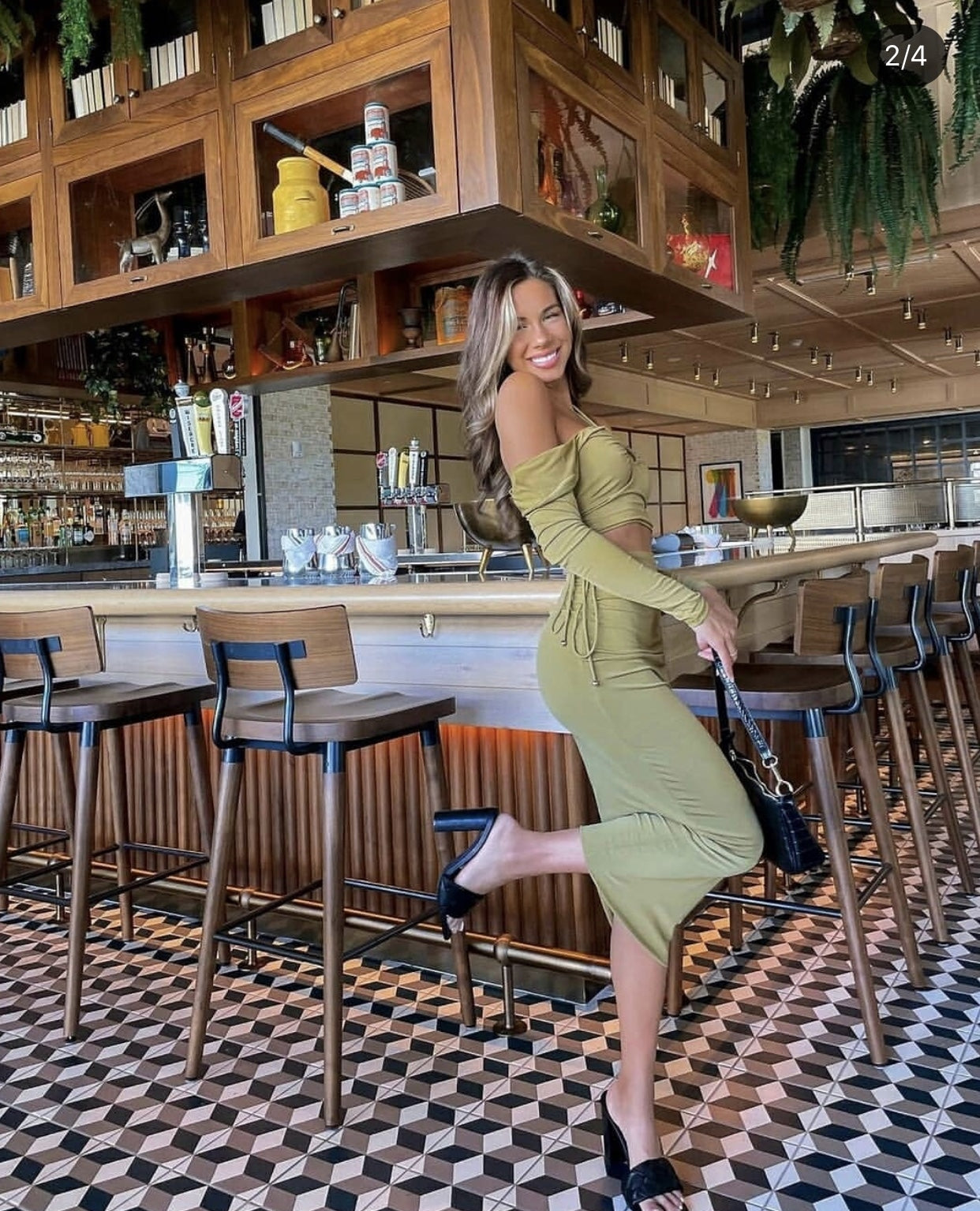 Your Muse Drawstring Side Midi Skirt Olive-Maymioy