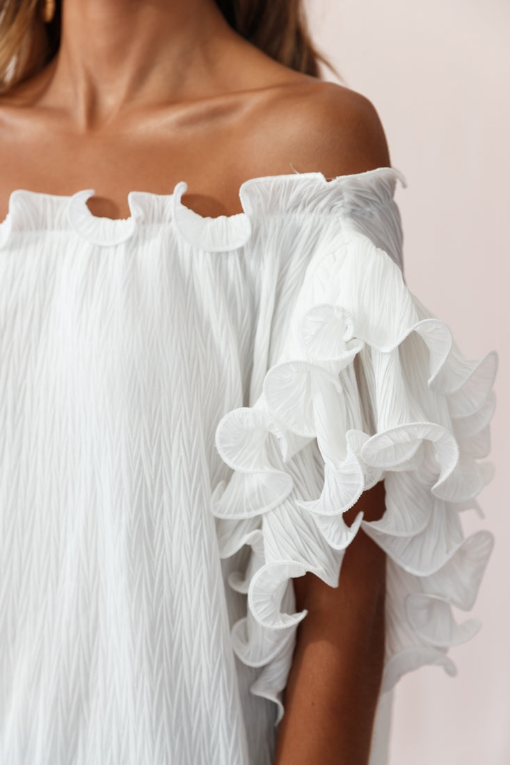 Miranda Ruffle Sleeve Top White-Maymioy