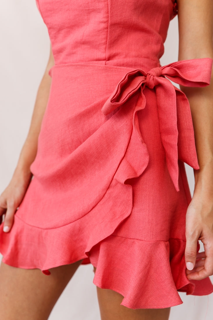 Stacey Frill Bustier Wrap Dress Coral-Maymioy