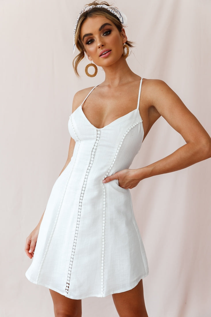 Petunia Tie-Up Back Mini Dress White-Maymioy