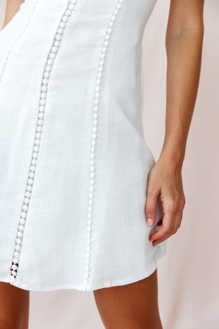 Petunia Tie-Up Back Mini Dress White-Maymioy