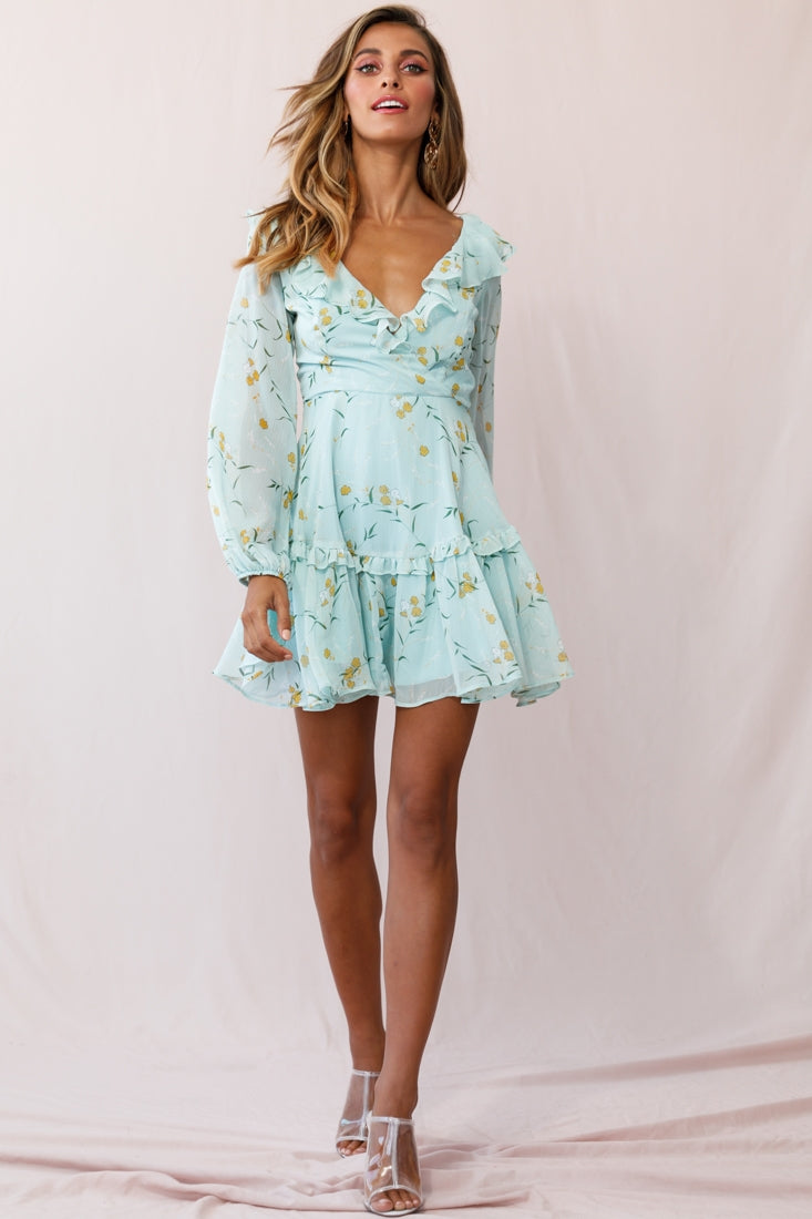 Brentwood Lace Up Babydoll Dress Green-Maymioy