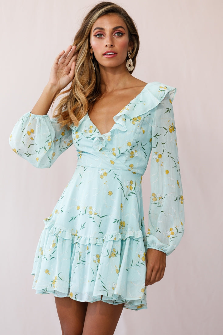 Brentwood Lace Up Babydoll Dress Green-Maymioy