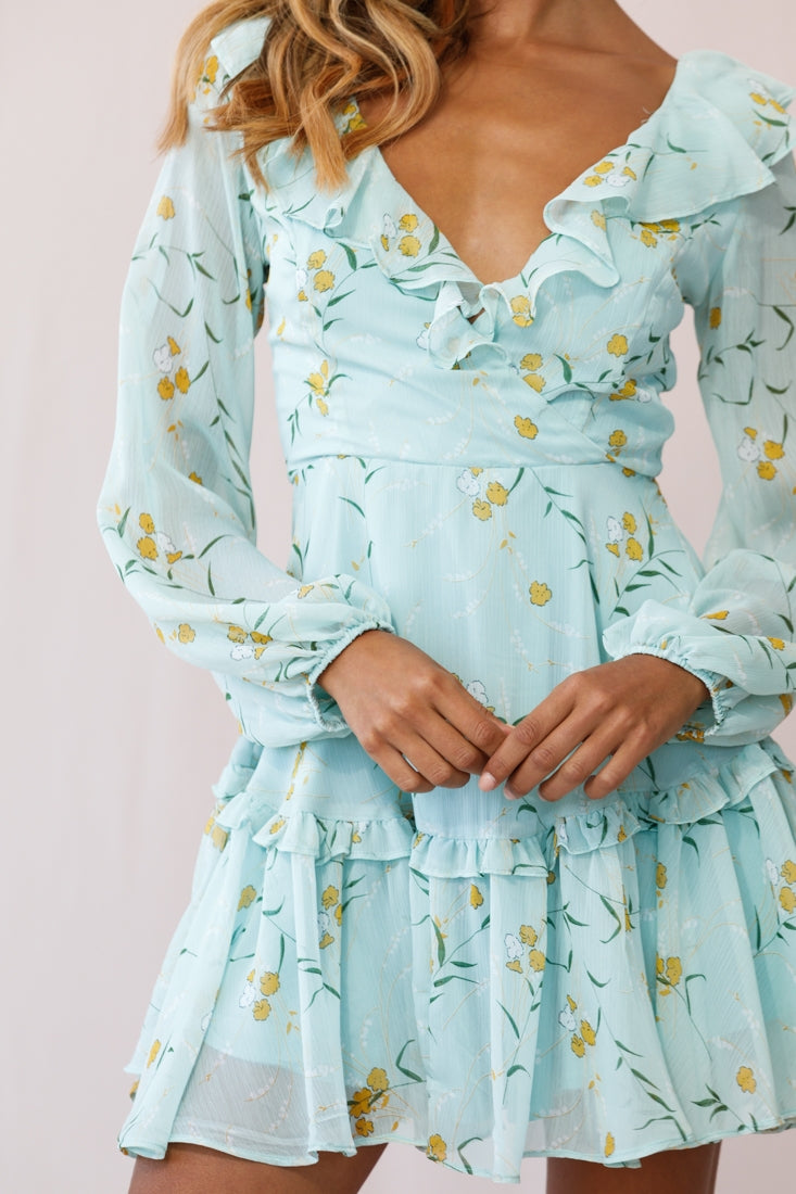 Brentwood Lace Up Babydoll Dress Green-Maymioy
