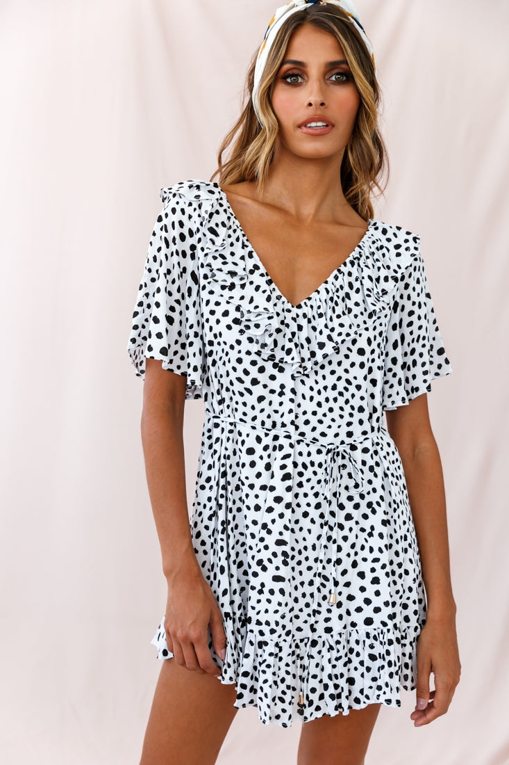 Piper V-Back String Tie Dress White-Maymioy