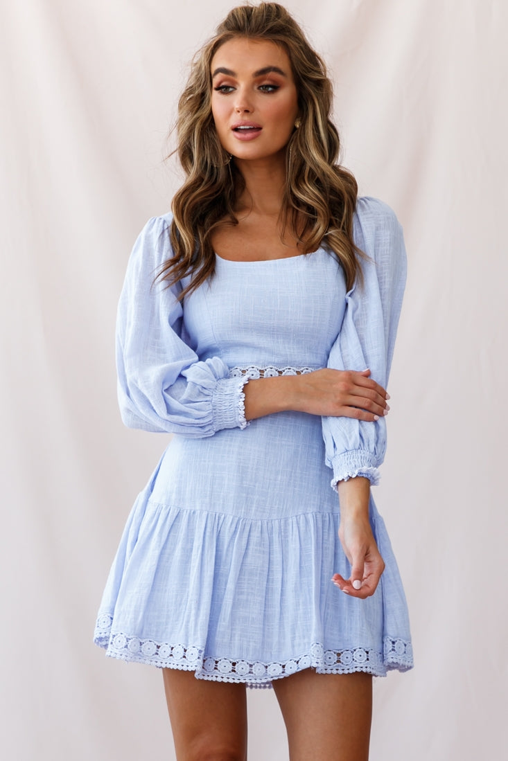 Sweetheart Corset-Back Lantern Sleeve Dress Lavender-Maymioy
