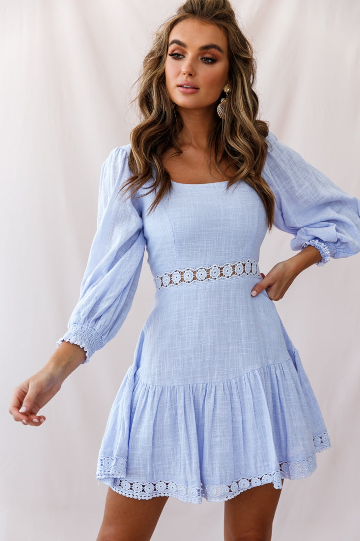 Sweetheart Corset-Back Lantern Sleeve Dress Lavender-Maymioy