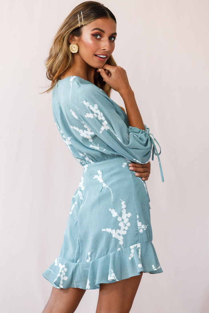 Stavroulla Tie-Front Three Quarter Sleeve Dress Sage-Maymioy