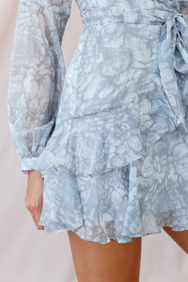 Kerry Layered Balloon Sleeve Dress Grey-Maymioy