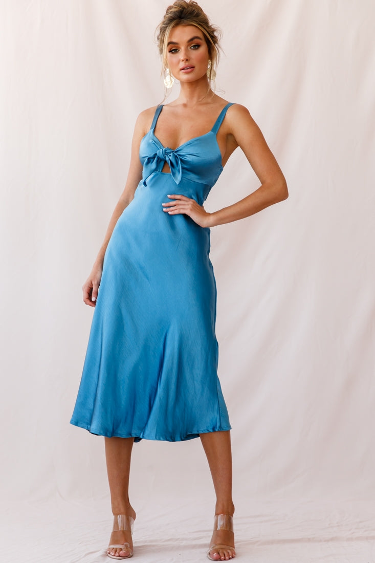 Perfect Day Satin Midi Dress Teal-Maymioy