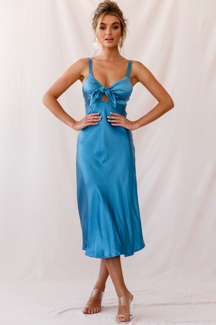 Perfect Day Satin Midi Dress Teal-Maymioy