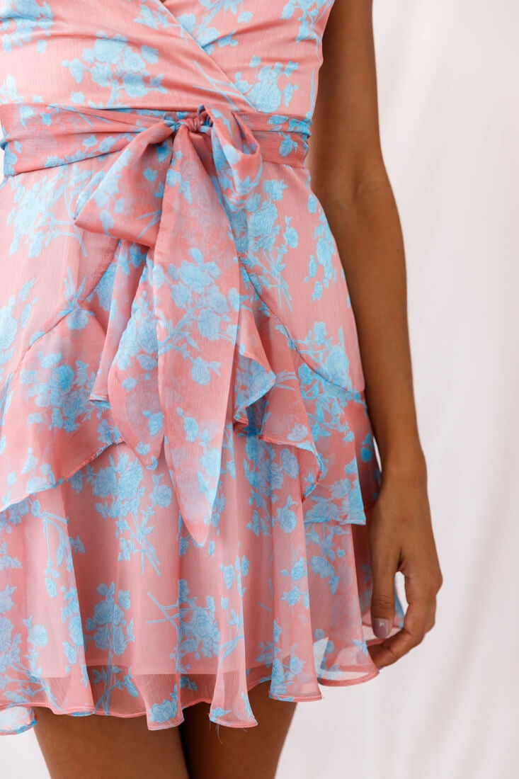 Kerry Layered Ruffle Cami Strap Dress Rose-Maymioy