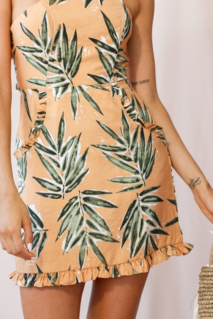 Lempicka Bandeau Tied-Back Mini Dress Sunset-Maymioy
