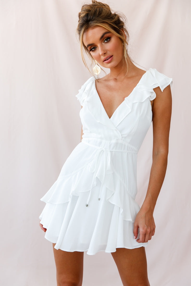 Jodi Ruffle Strap Tie-Back Dress White-Maymioy