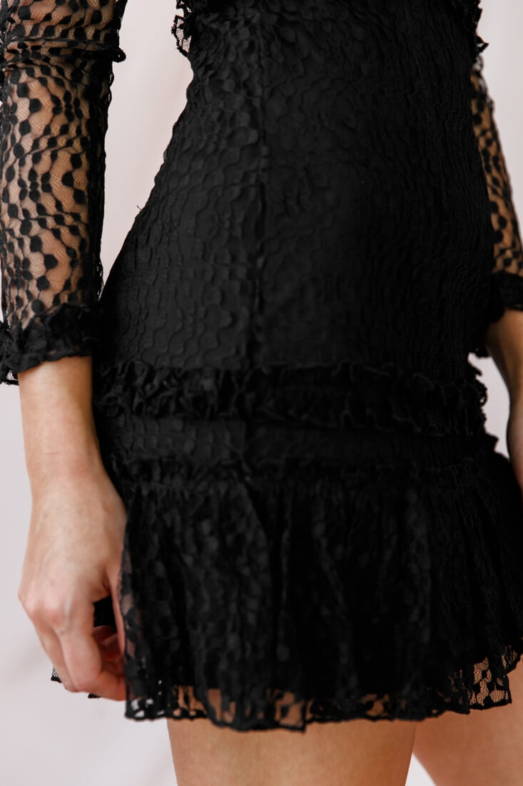 Birkin Long Sleeve Sheath Dress Black-Maymioy