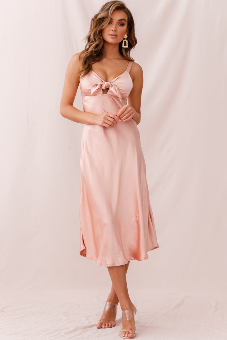 Perfect Day Satin Midi Dress Blush-Maymioy