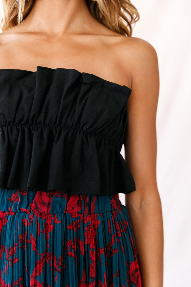 Thea Ruffle Crop Top Black-Maymioy