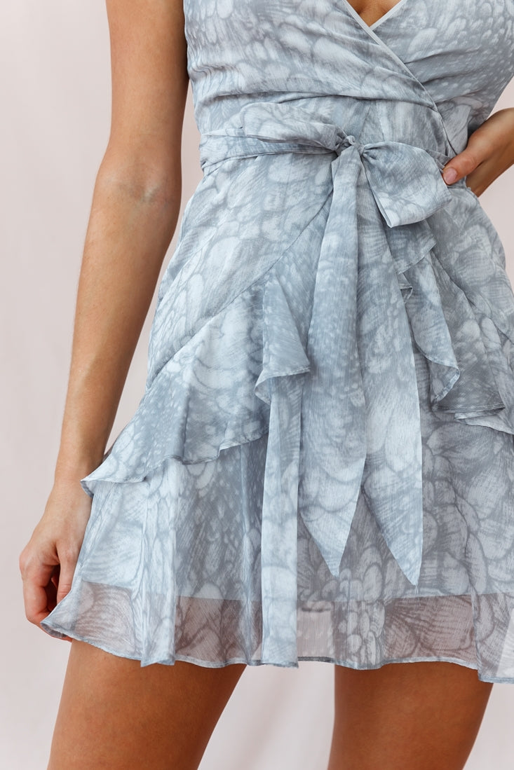 Kerry Layered Ruffle Cami Strap Dress Grey-Maymioy