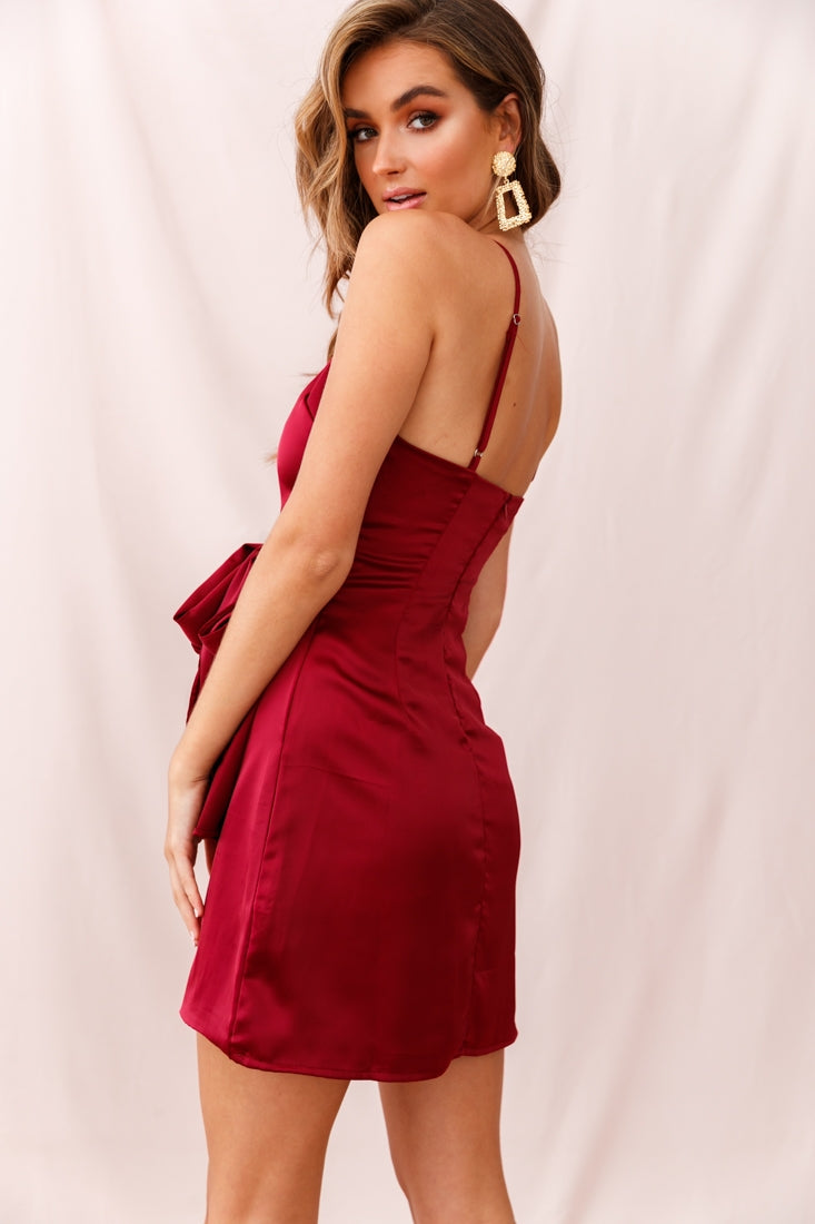 Ireland Silky Faux Wrap Dress Plum-Maymioy