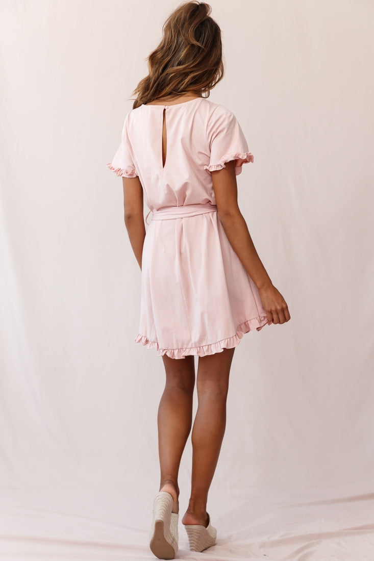 Chelsea Belted T-Shirt Dress Blush-Maymioy