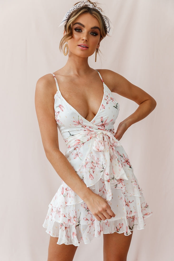 Kerry Floral Layered Dress Beige & Pink-Maymioy
