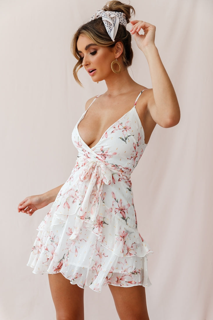 Kerry Floral Layered Dress Beige & Pink-Maymioy
