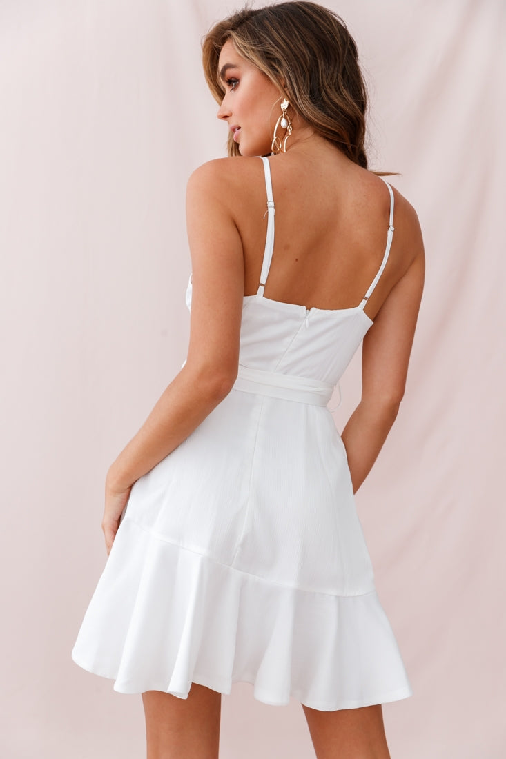 Khandi Wrap Ruffle Dress White-Maymioy