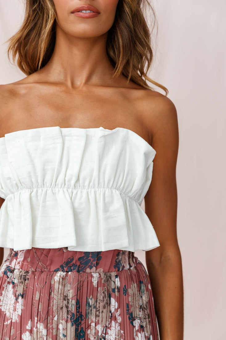 Thea Ruffle Crop Top White-Maymioy