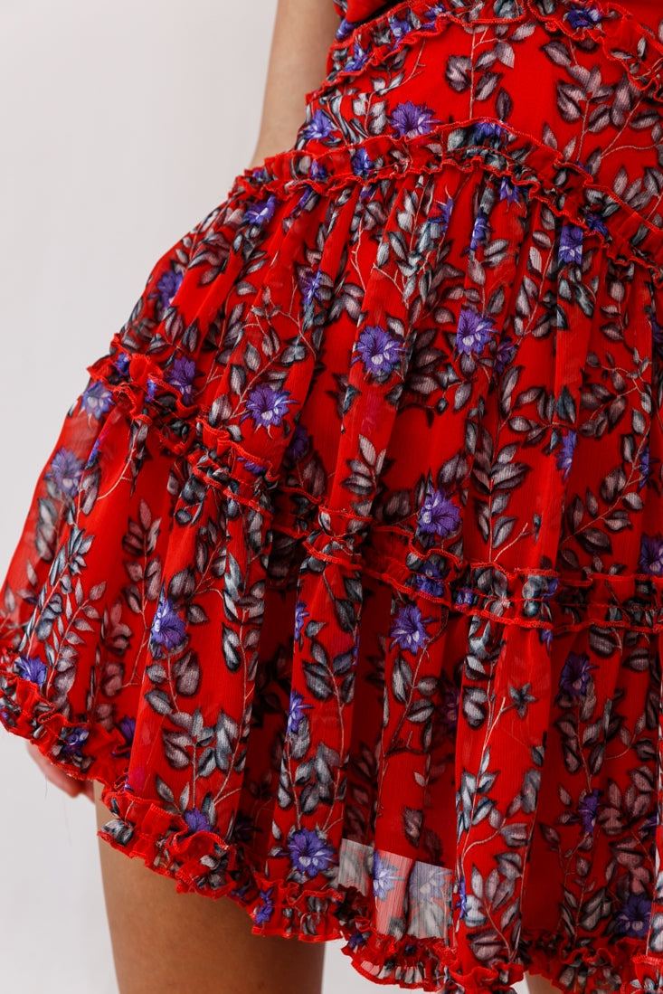 Laney Low Back Cami Strap Dress Red-Maymioy