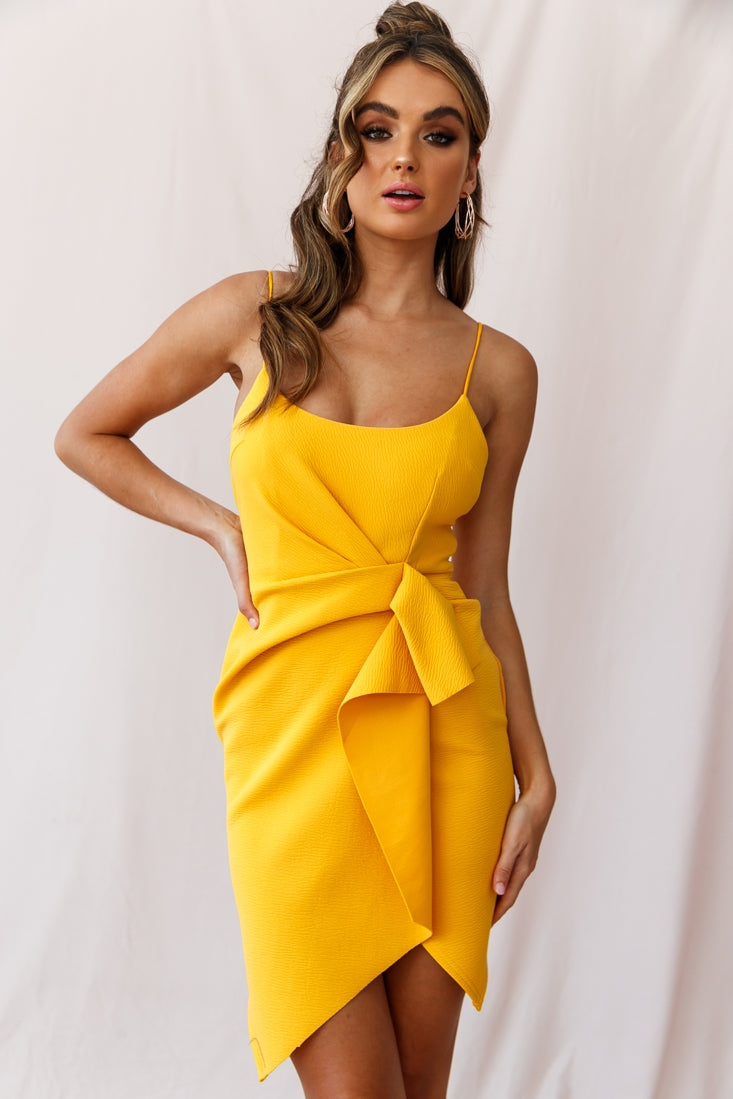 Tesla Cami Strap Sculpted Fabric Dress Yellow-Maymioy
