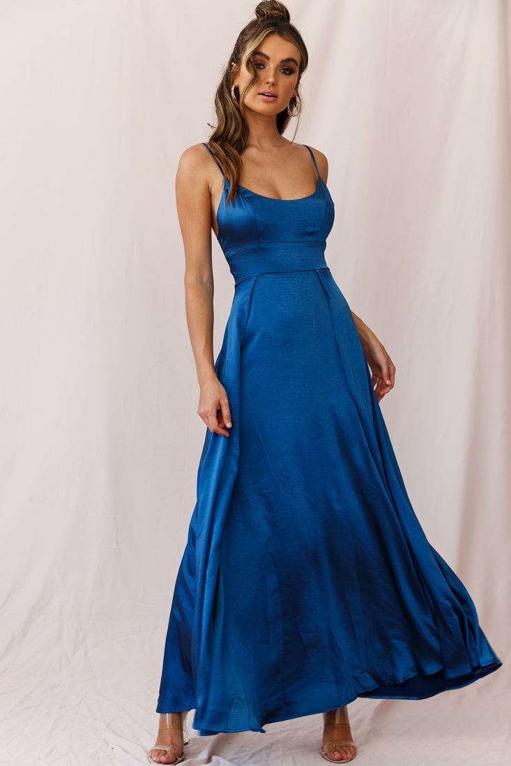 Joanne Empire Waist Maxi Dress Navy-Maymioy