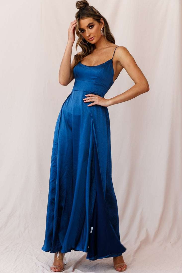 Joanne Empire Waist Maxi Dress Navy-Maymioy