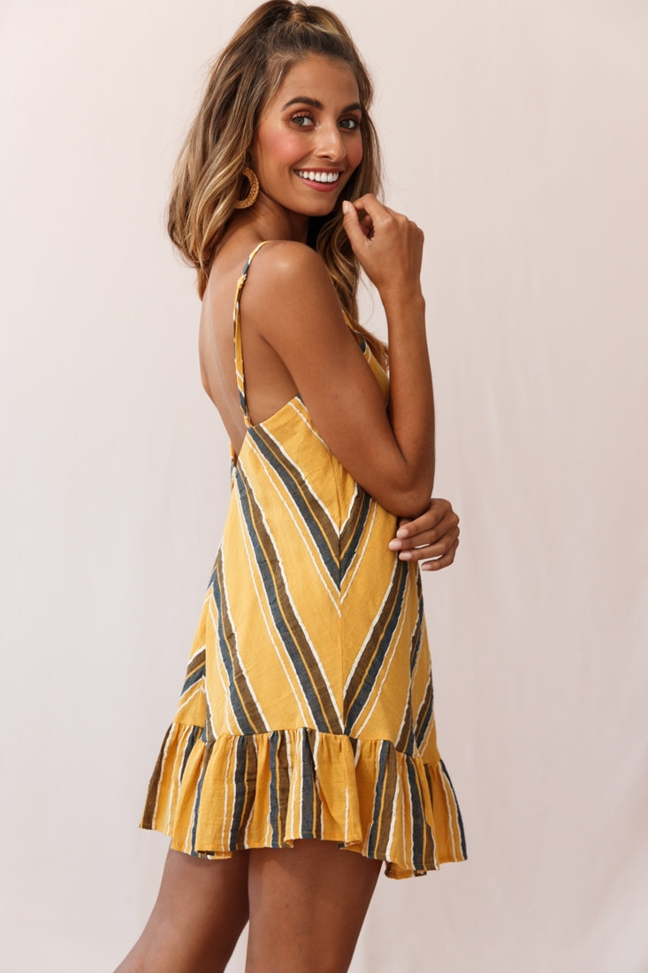 Beni Cami Strap Shift Dress Mustard-Maymioy