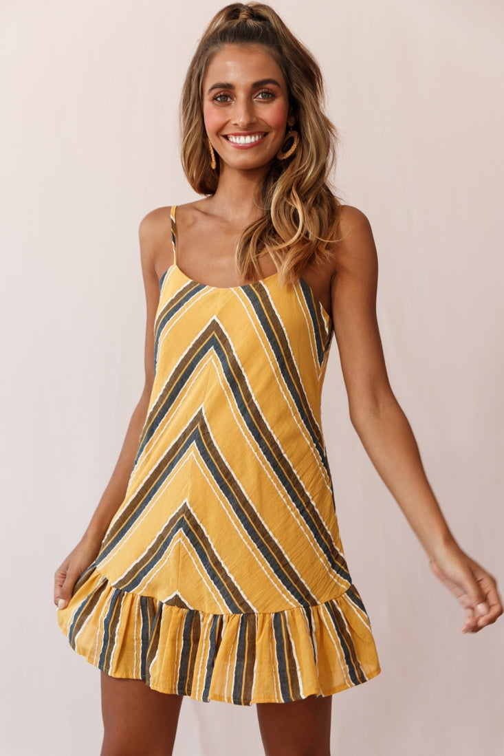 Beni Cami Strap Shift Dress Mustard-Maymioy