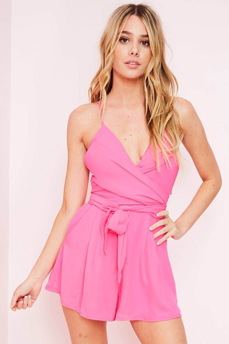 Xzander Dressy Romper Hot Pink-Maymioy