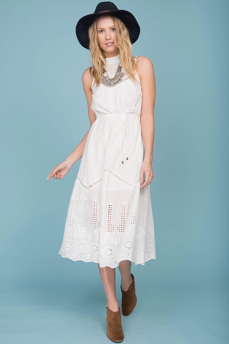 Bentley Chic Summer Midi Dress White-Maymioy