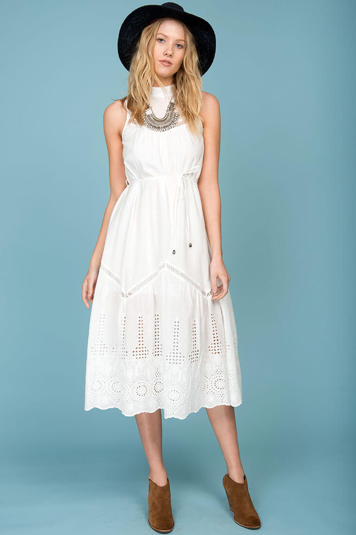 Bentley Chic Summer Midi Dress White-Maymioy